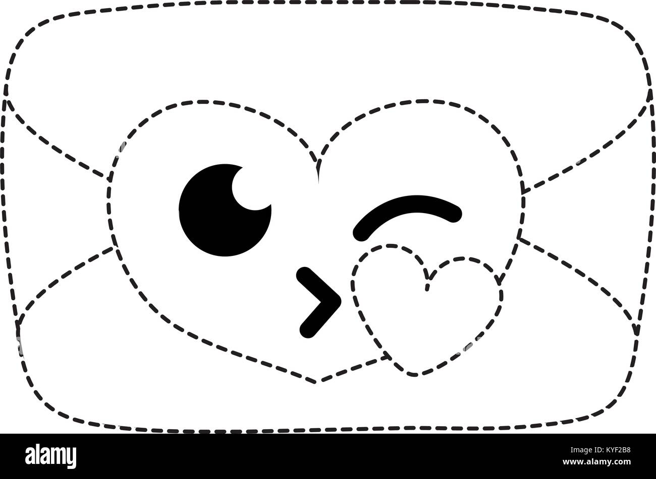 dotted shape love card kiss kawaii cartoon Stock Vector