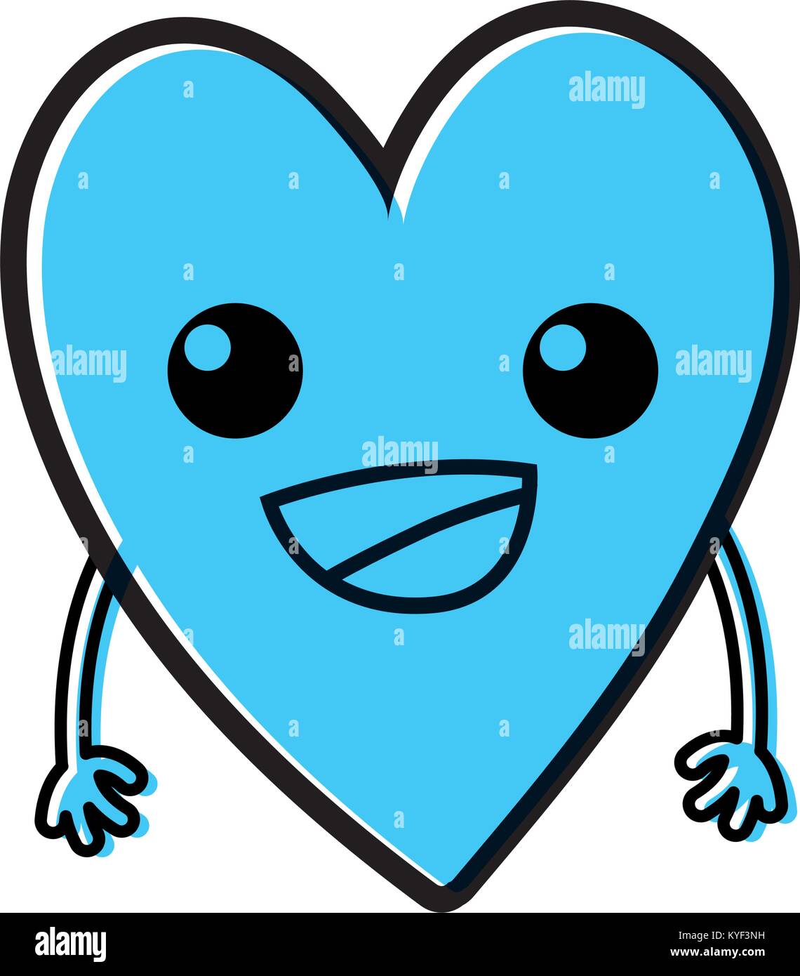 color cute happy heart kawaii with arms Stock Vector Image & Art - Alamy
