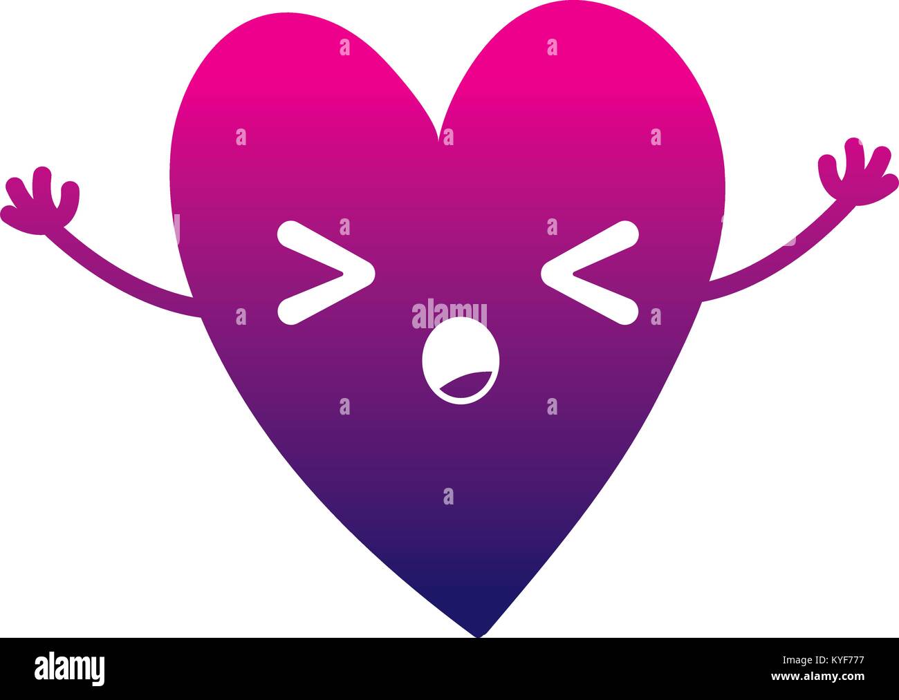 silhouette cute sleeping heart kawaii with arms Stock Vector Image ...