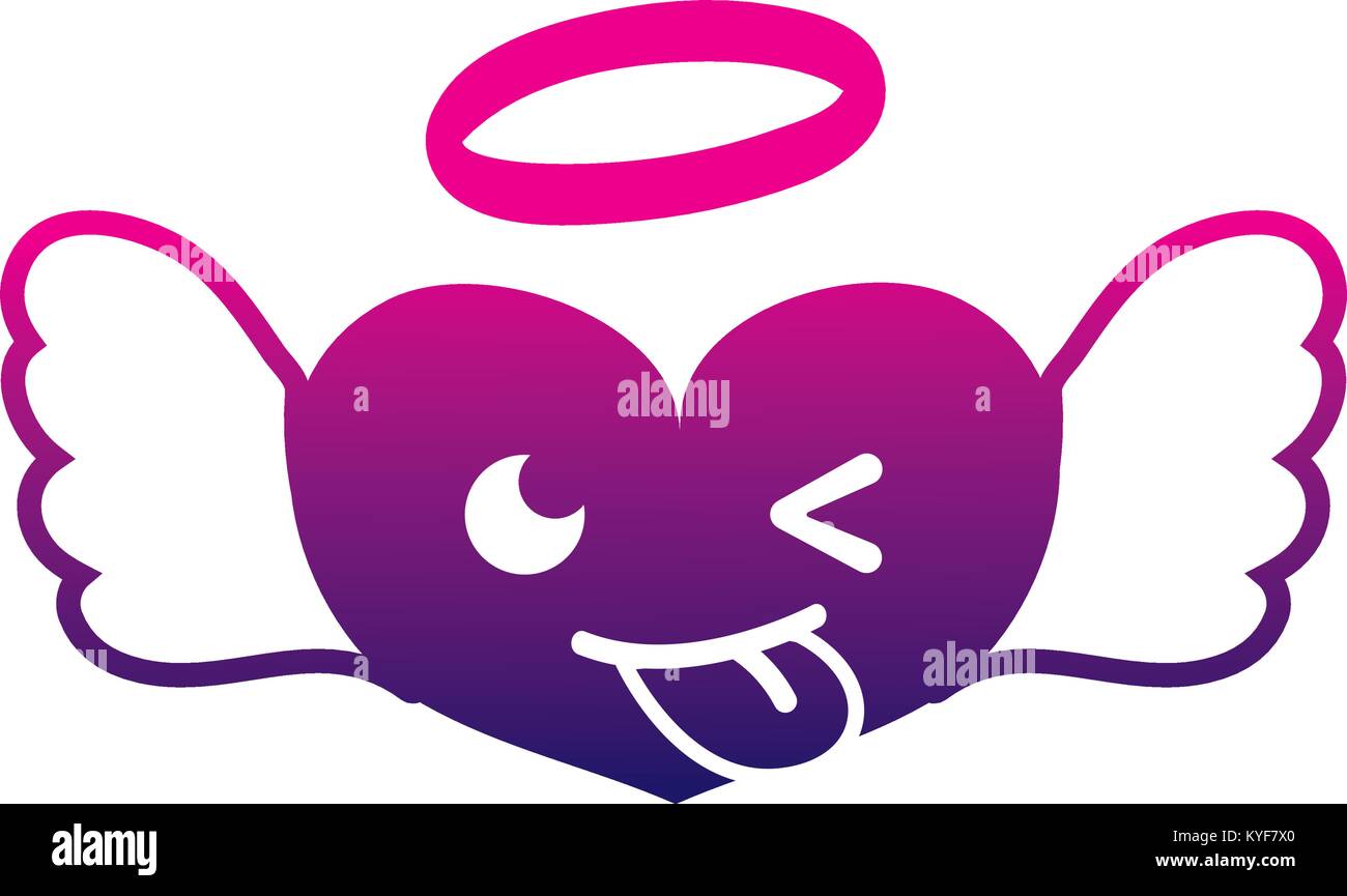 silhouette funny heart angel kawaii cartoon Stock Vector Image & Art ...