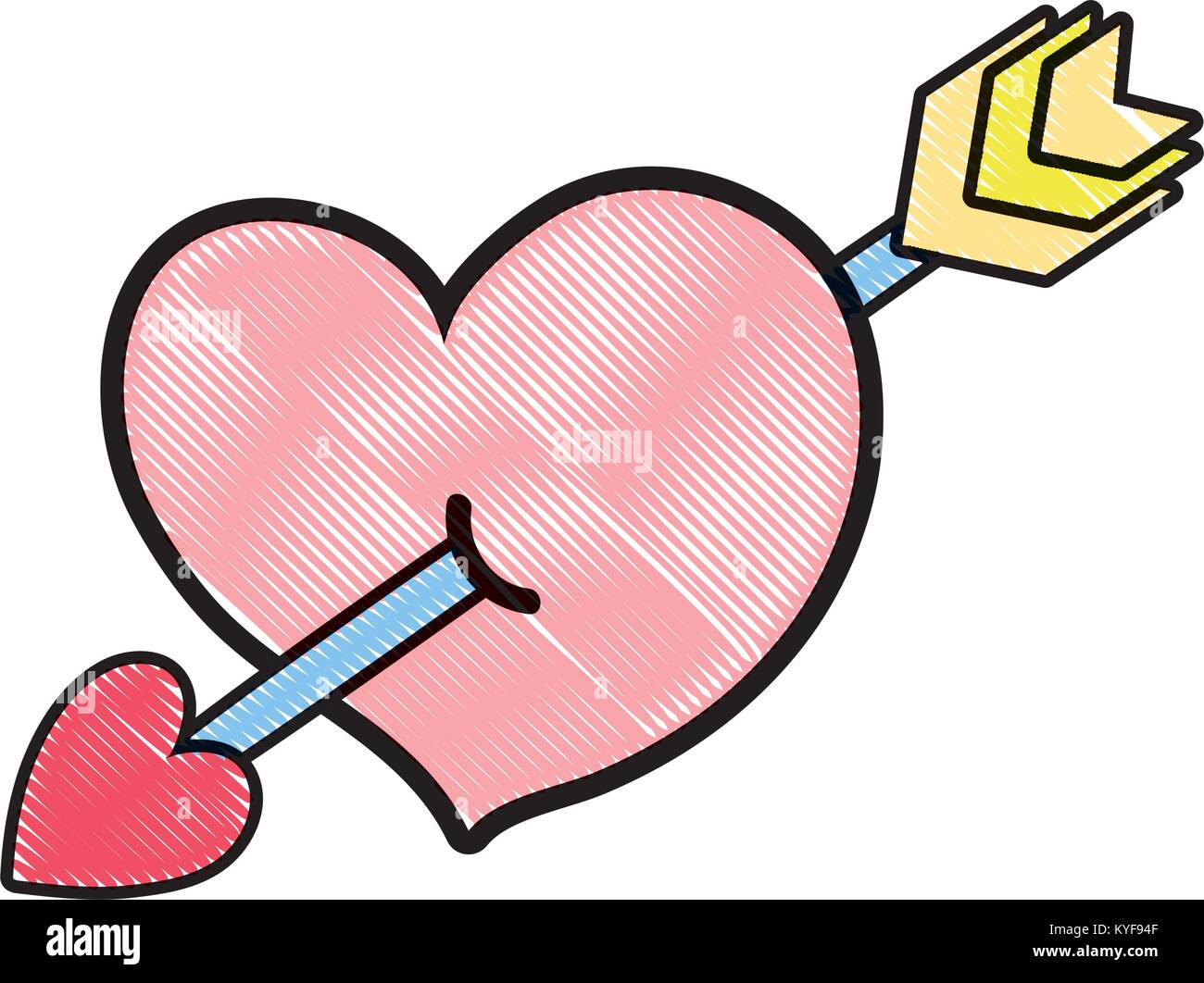grated cute heart with art arrow icon Stock Vector Image & Art - Alamy