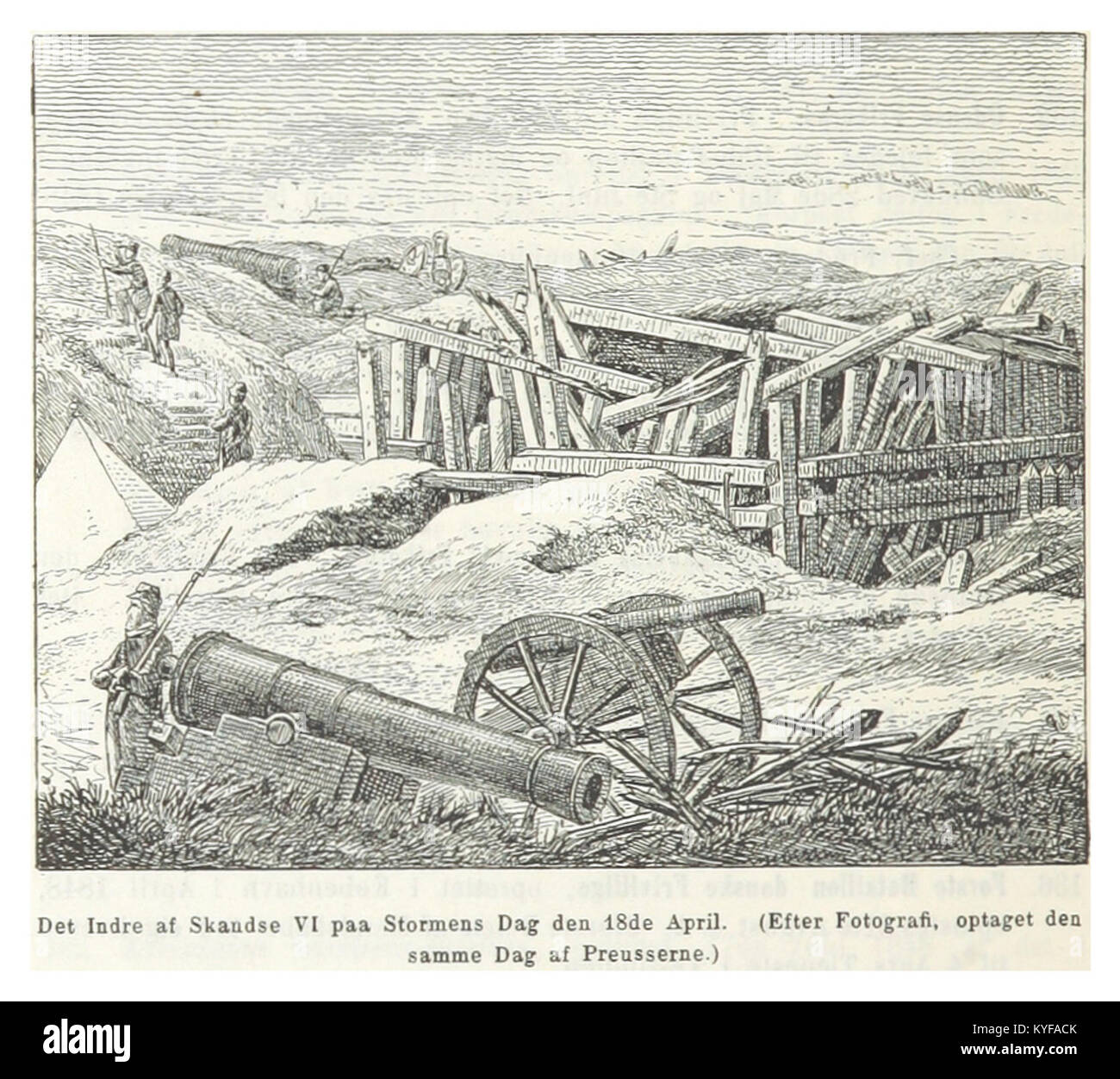 VAUPELL(1870) p2.782 Schlacht bei den Düppeler Schanzen, 18. April 1864, Dänische Batterie Stock Photo