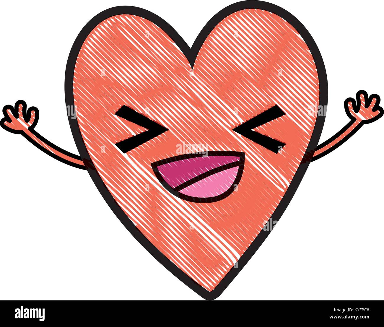 grated cute happy heart kawaii cartoon Stock Vector Image & Art - Alamy
