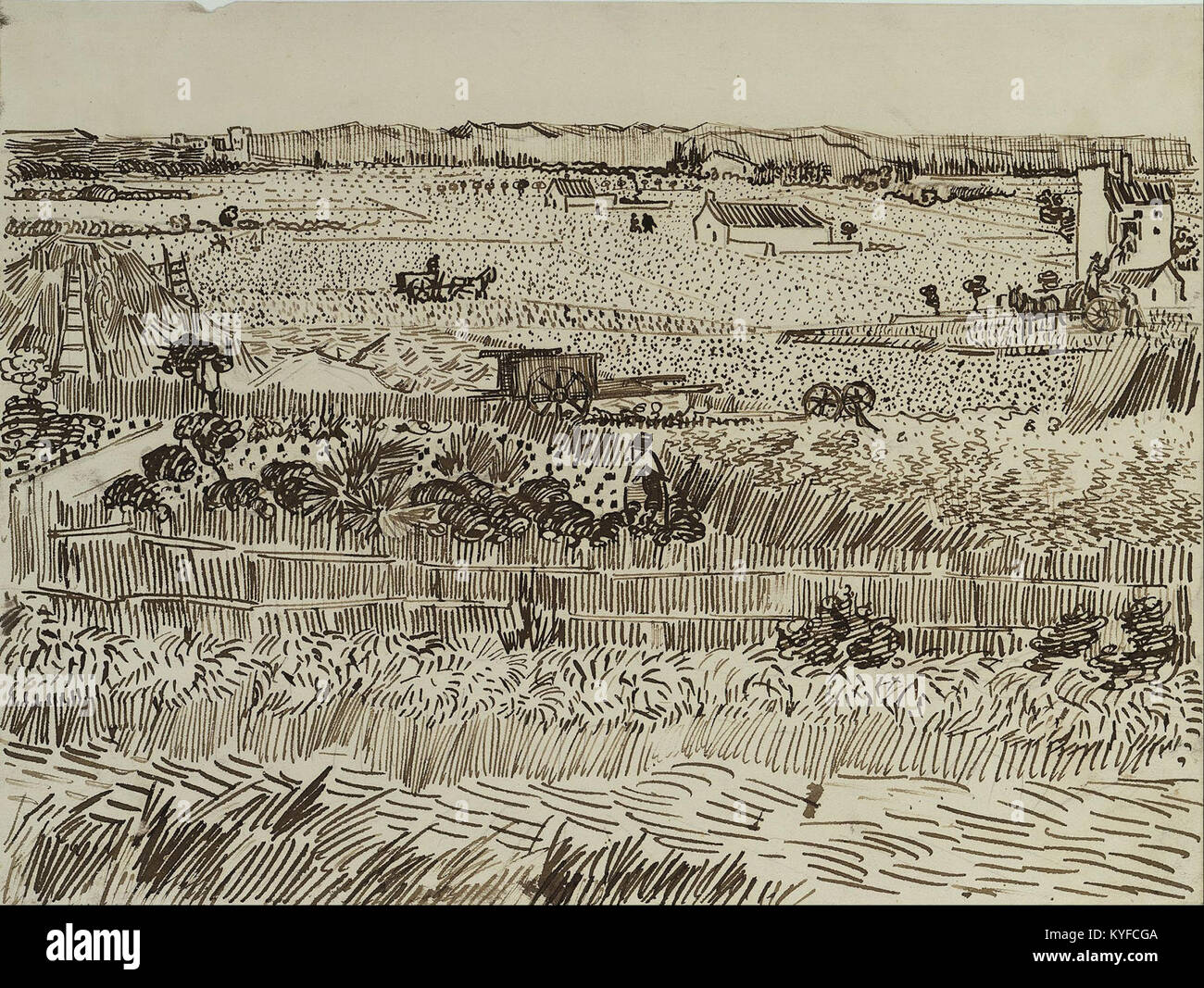 Vincent van Gogh - The Harvest (for Émile Bernard) - Google Art Project Stock Photo