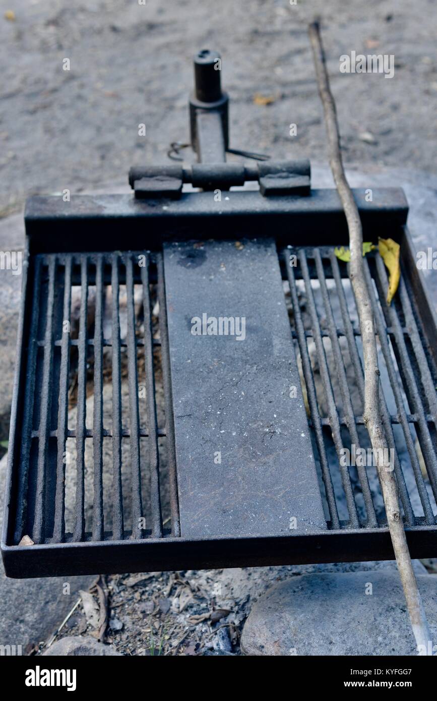 A bush camp bbq grill, hot plate, cooking area, Finch Hatton