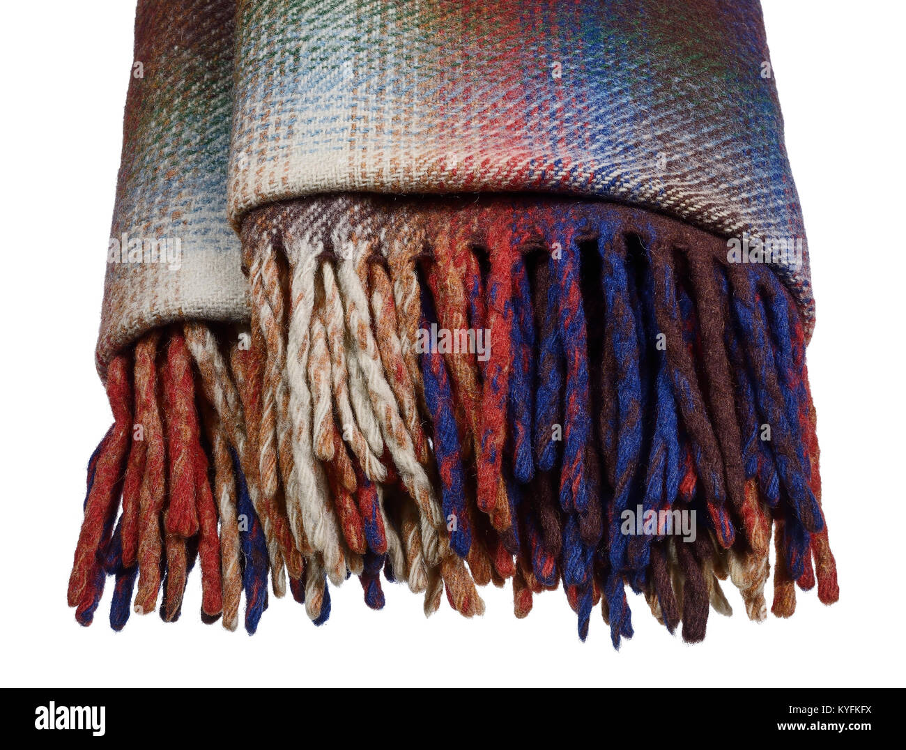 The fringe of a colourful woollen blanket Stock Photo Alamy