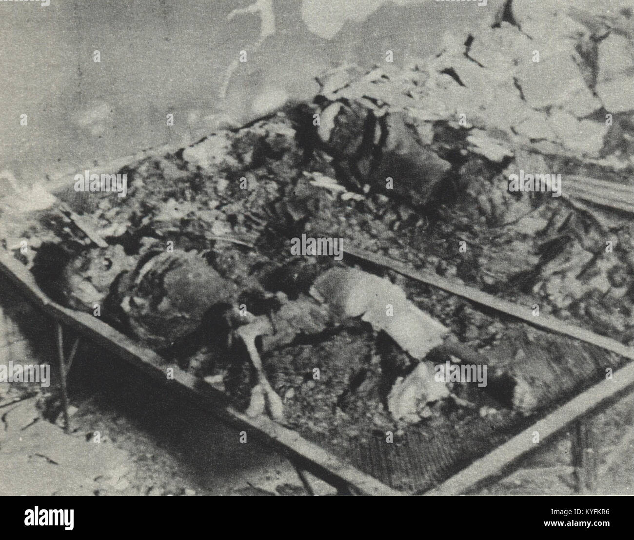 Warsaw insurgents murdered and burned at military hospital at Długa Street Stock Photo