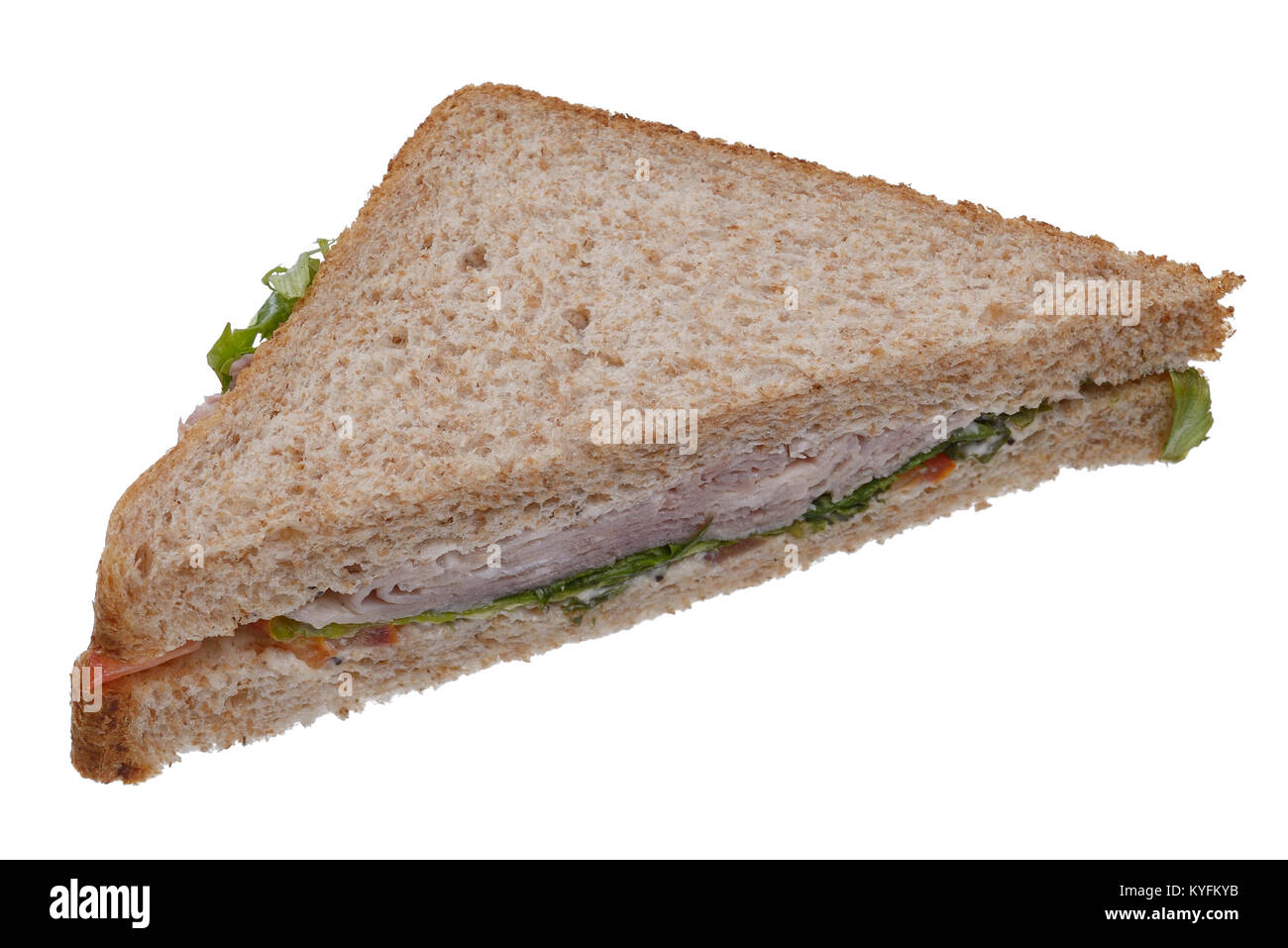 Shop bought ham and salad sandwich on brown bread Stock Photo