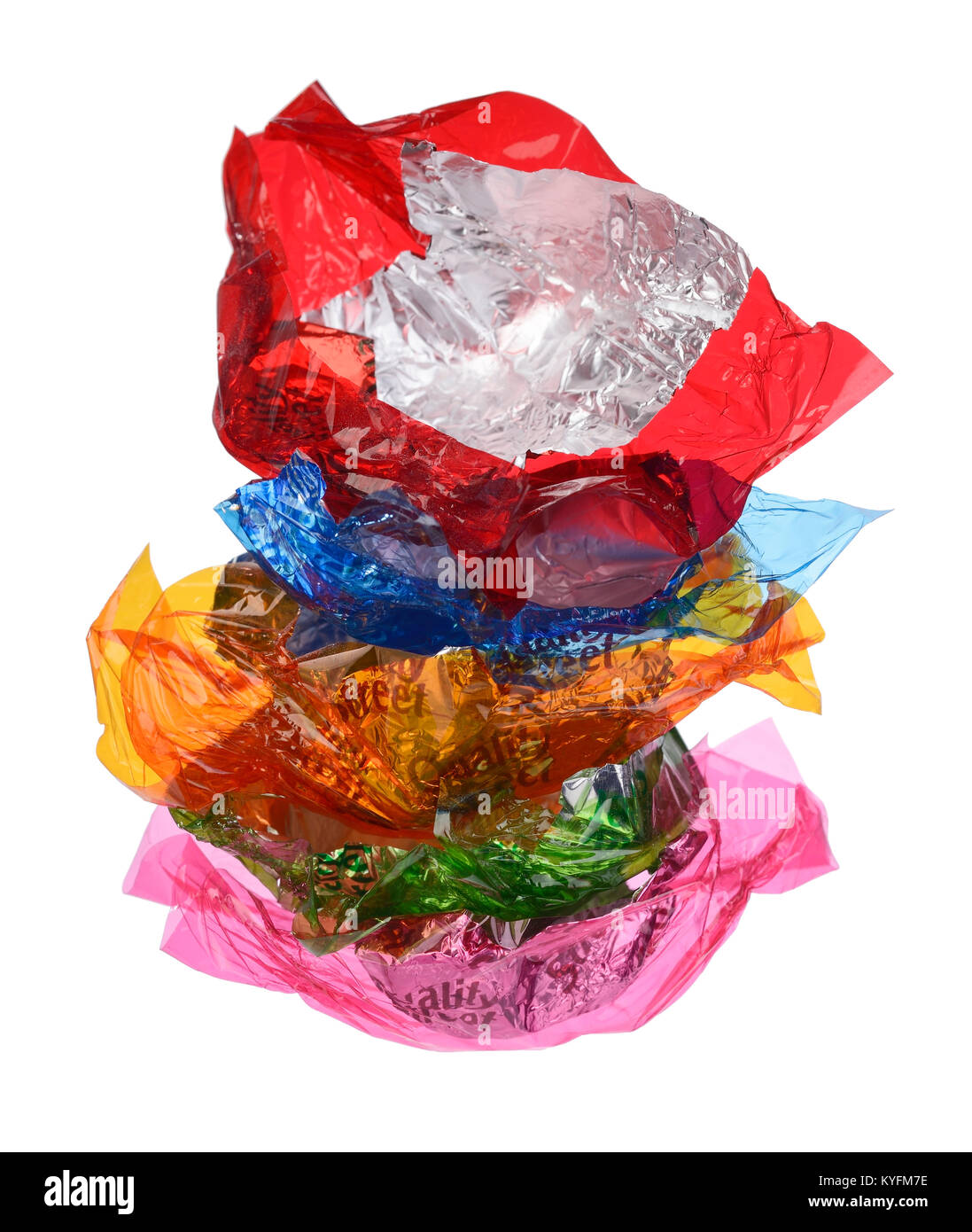 Pile of Quality Street sweet wrappers Stock Photo
