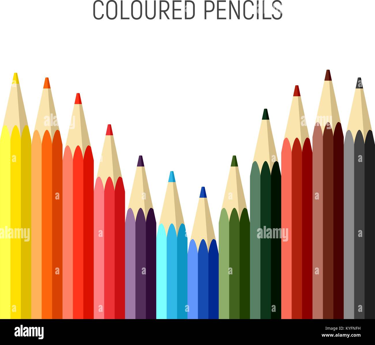 set of 12 colored pencils. vector illustration Stock Vector
