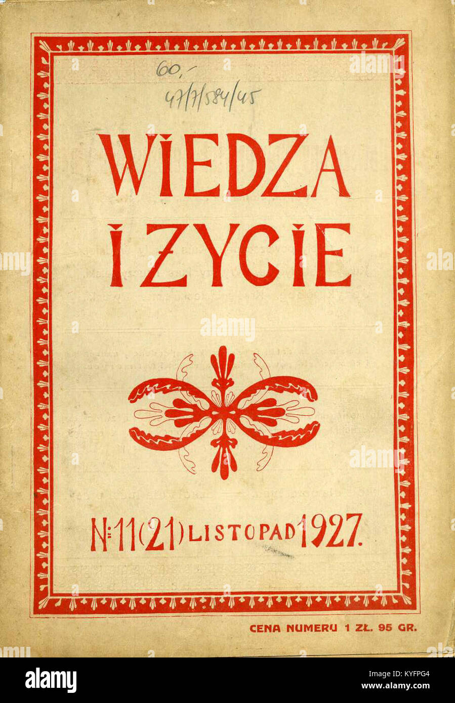 Wiedza i Życie, listopad 1927 r Stock Photo