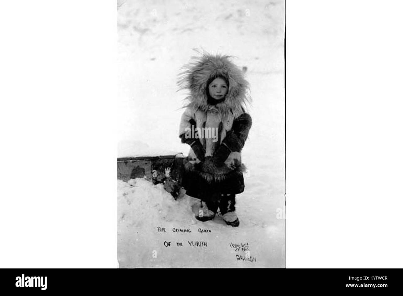Young Indian girl wearing fur parka and mukluks, probably Yukon Territory, ca 1899 (HEGG 261) Stock Photo