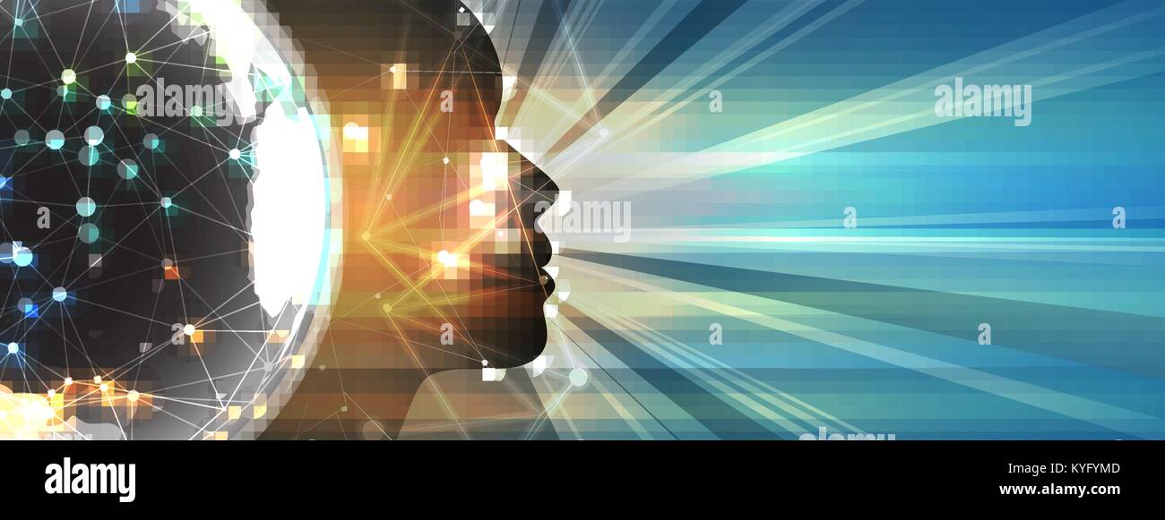 Abstract Artificial intelligence. Technology web background. Virtual ...