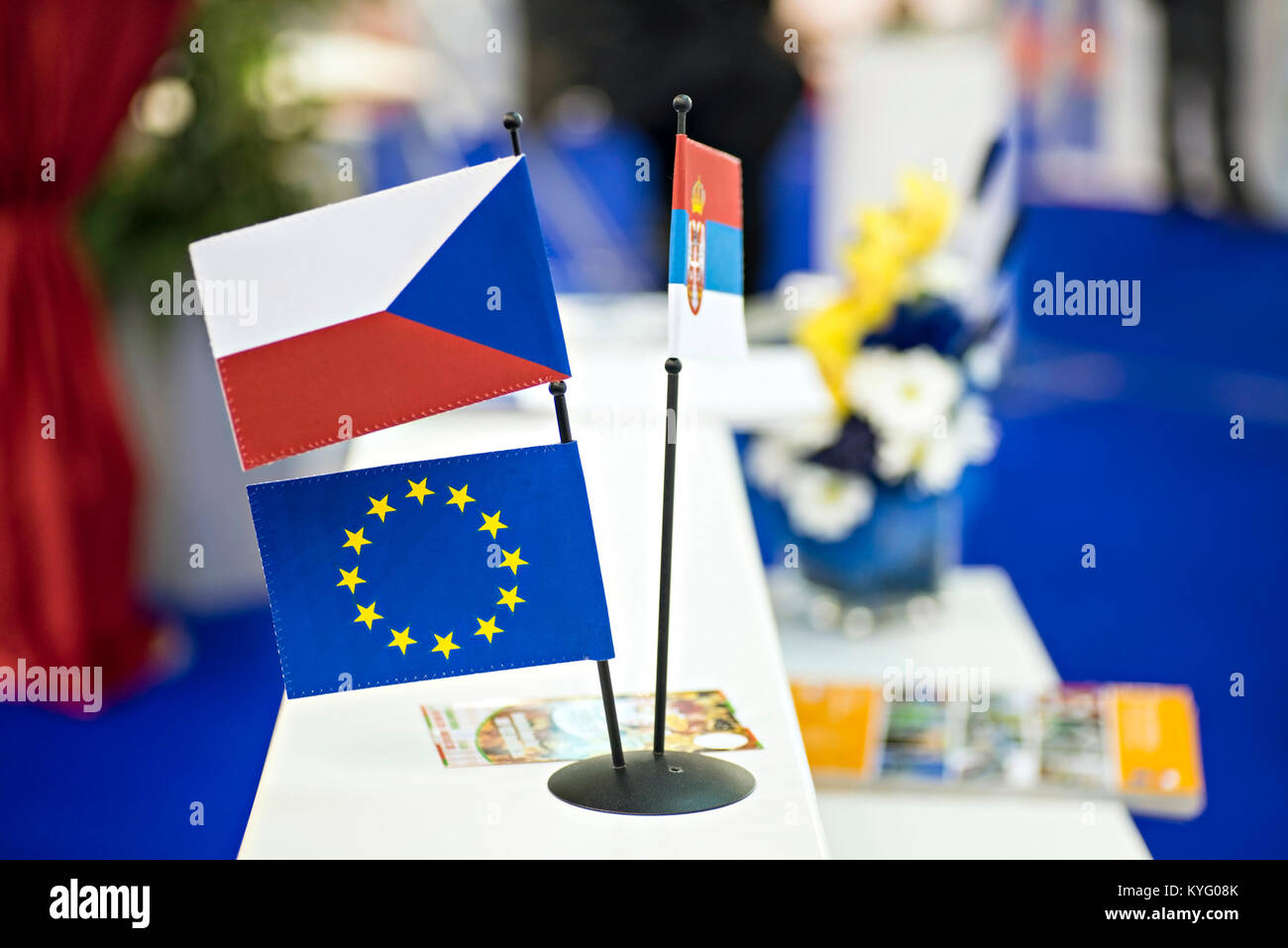 National flags with European union flag Stock Photo