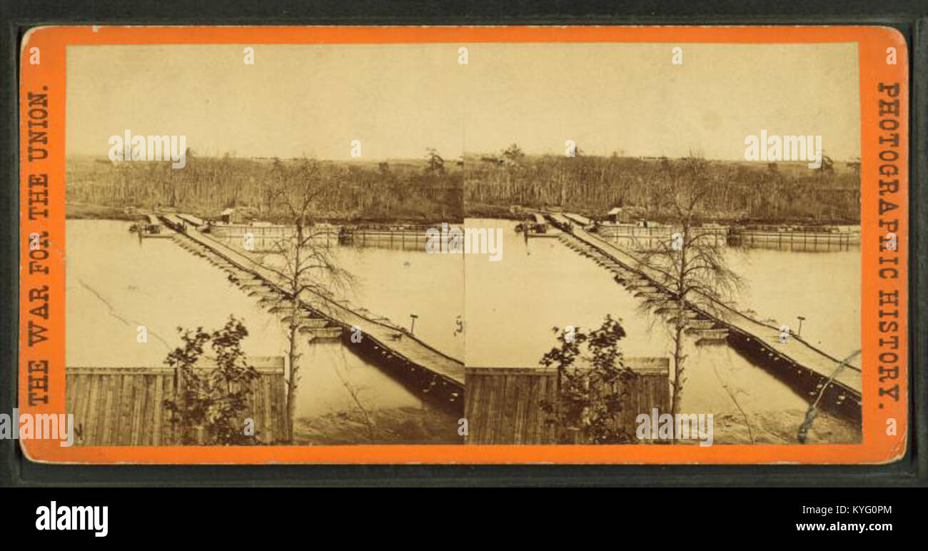 Pontoon bridge on the Appomattox River, near Broadway landing, Va, from Robert N. Dennis collection of stereoscopic views Stock Photo