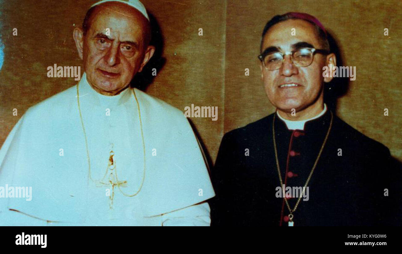 Pope Paul VI and Óscar Romero Stock Photo
