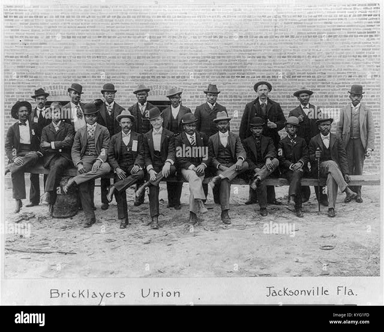 Portrait group of African American Bricklayers union, Jacksonville