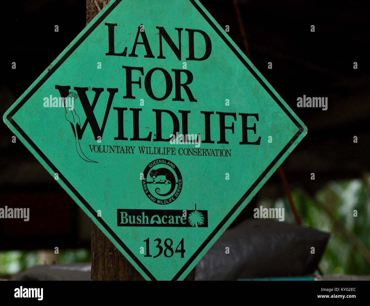 Land for wildlife sign, Platypus bushcamp, Finch Hatton