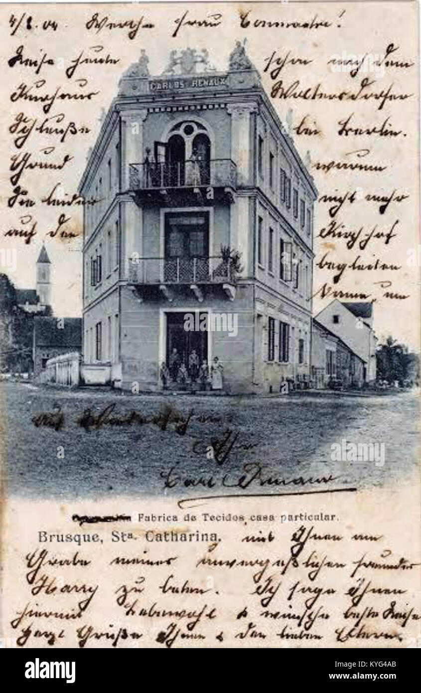 Postkarte Fabrica de Tecidos casa particular Brusque, Stª. Catharina. Stock Photo