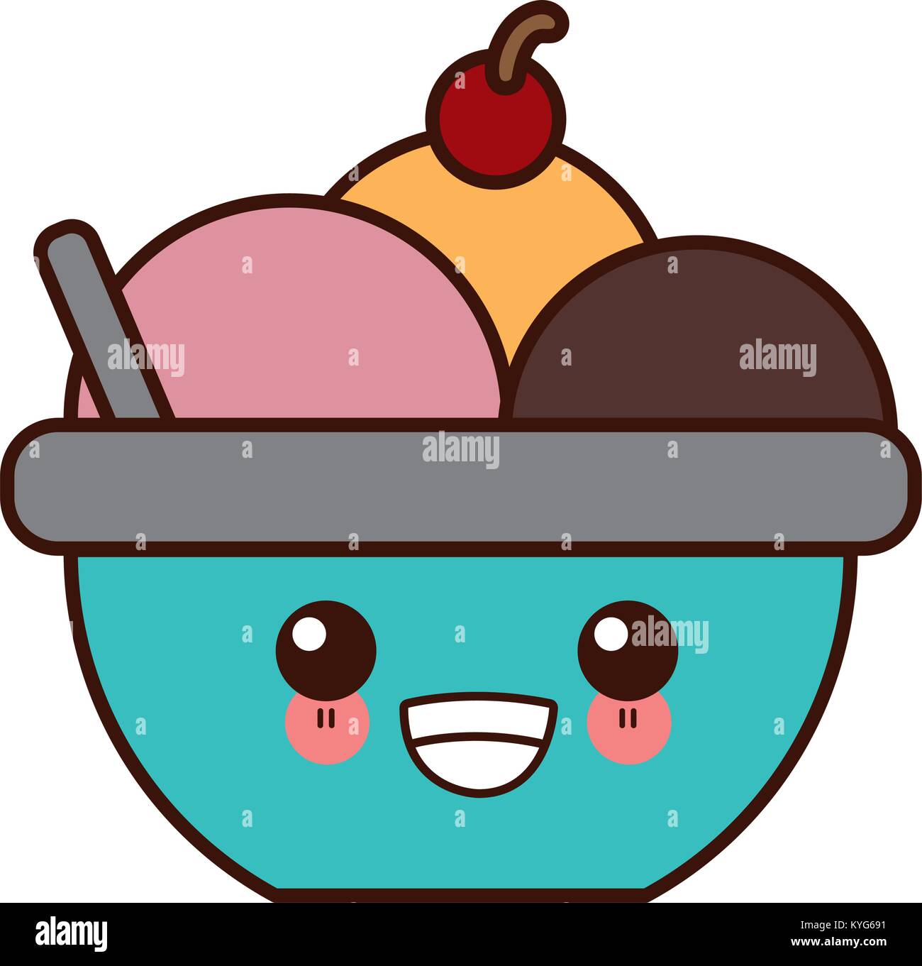Ice cream bowl cute kawaii cartoon Stock Vector Image & Art Alamy