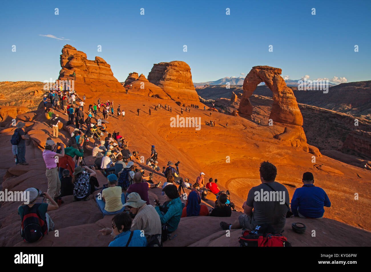 The Sunset Crowd at Delicate Arch Stock Photo