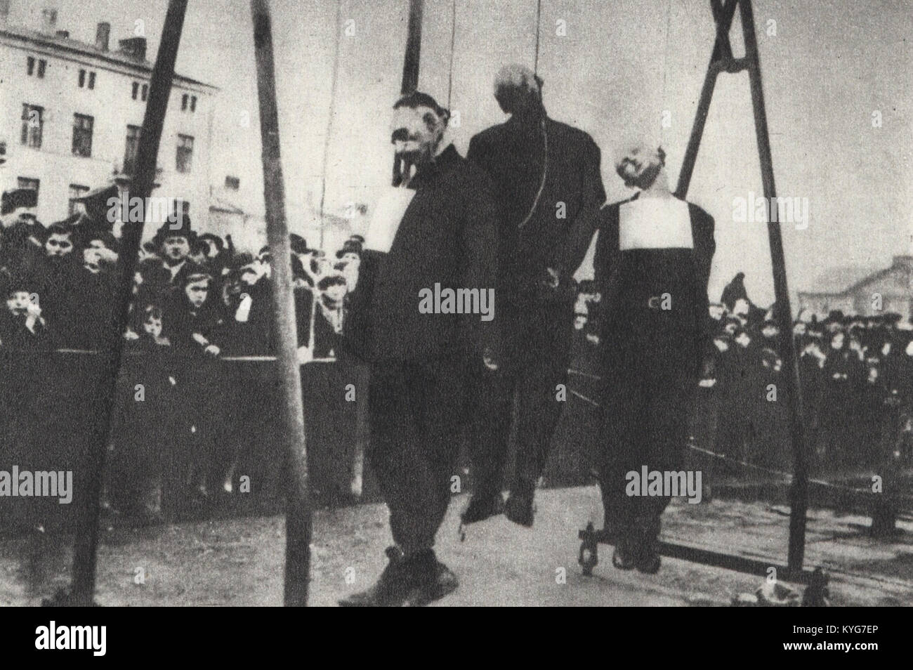 Public execution of Poles in German-occupied Łódź Stock Photo