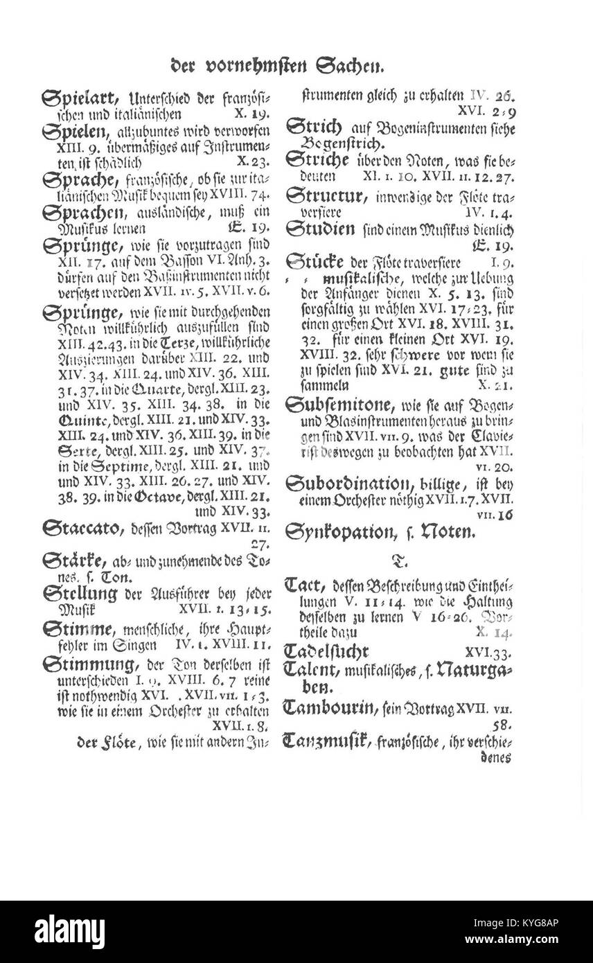 Page 349 of Quantz's 1752 flute treatise, presenting compositional ...