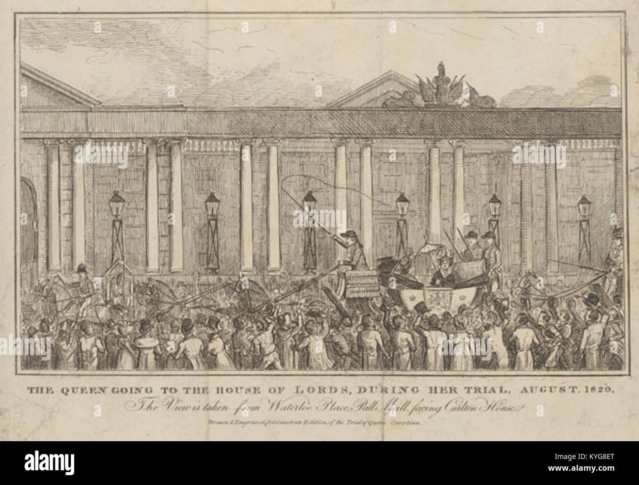 Isaac Robert Cruikshank’s illustration shows the Queen proceeding to ...