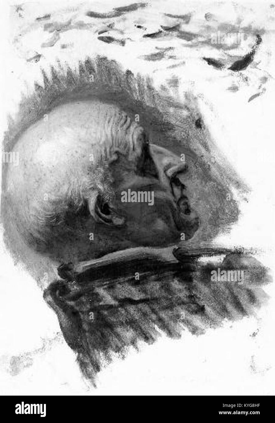 Quido Manes 1828-1880 - Hlava starce, studie k obrazu Krestanske cviceni na Domazlicku Stock Photo