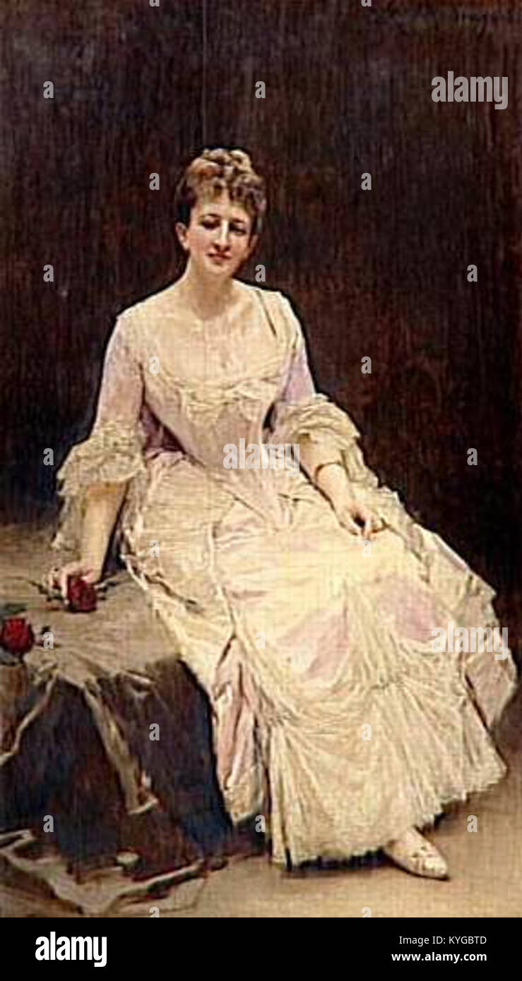 Raimundo Madrazo - PORTRAIT DE LA MARQUISE D'HERVEY, ASSISE Stock Photo