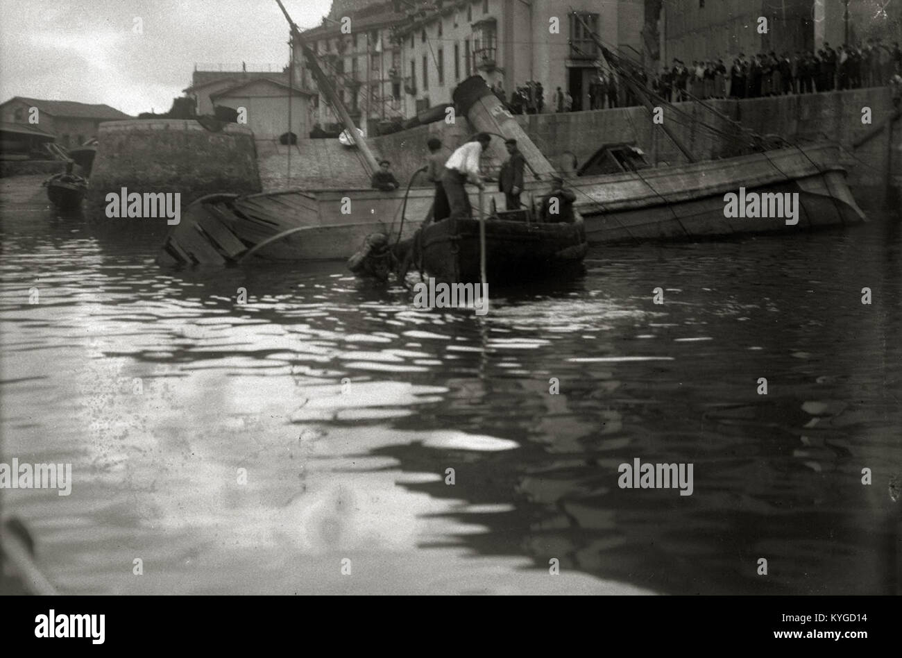 Ship Disaster Rescue A dramatic rescue scene showing the sinking of a ship at a dock, part ...