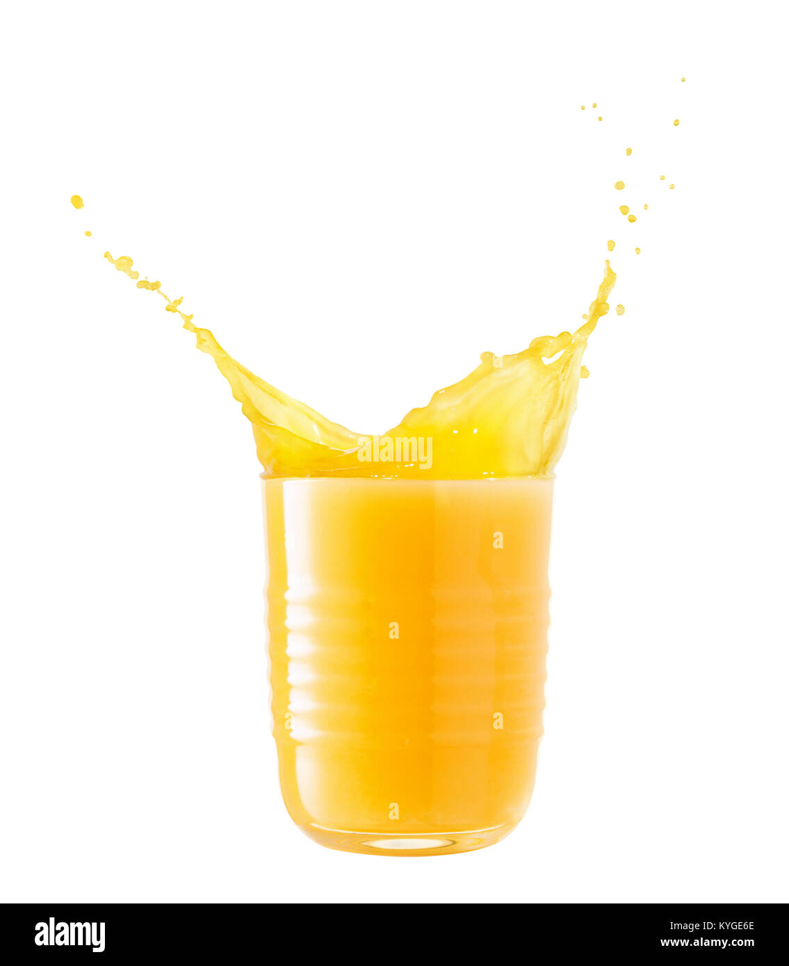 glass of splashing orange juice Stock Photo