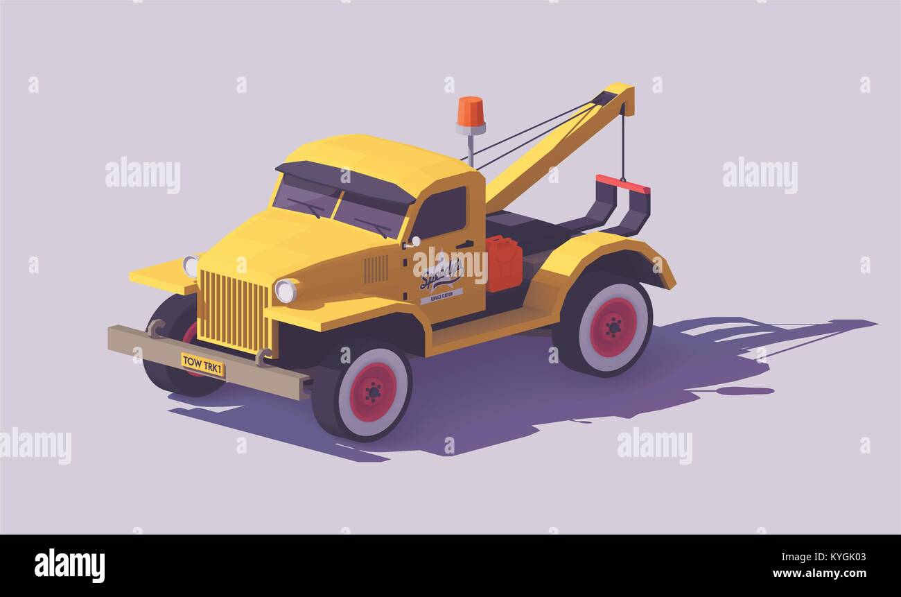 Vector low poly tow truck Stock Vector