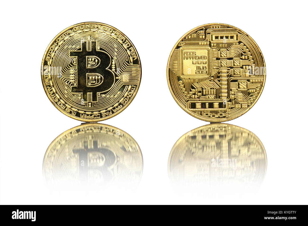 Bitcoin gold coin isolated on white background Stock Photo - Alamy