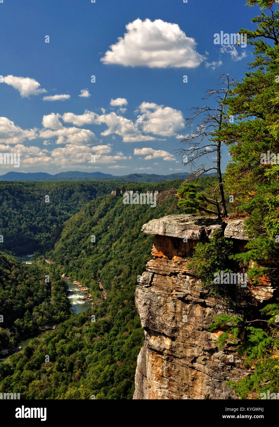 Rocky overlook of New River Gorge West Virginia Stock Photo