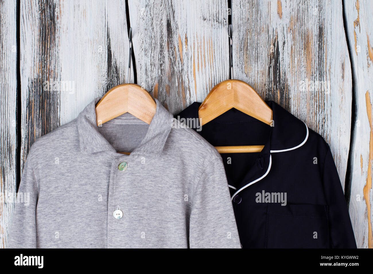 gray wooden hangers