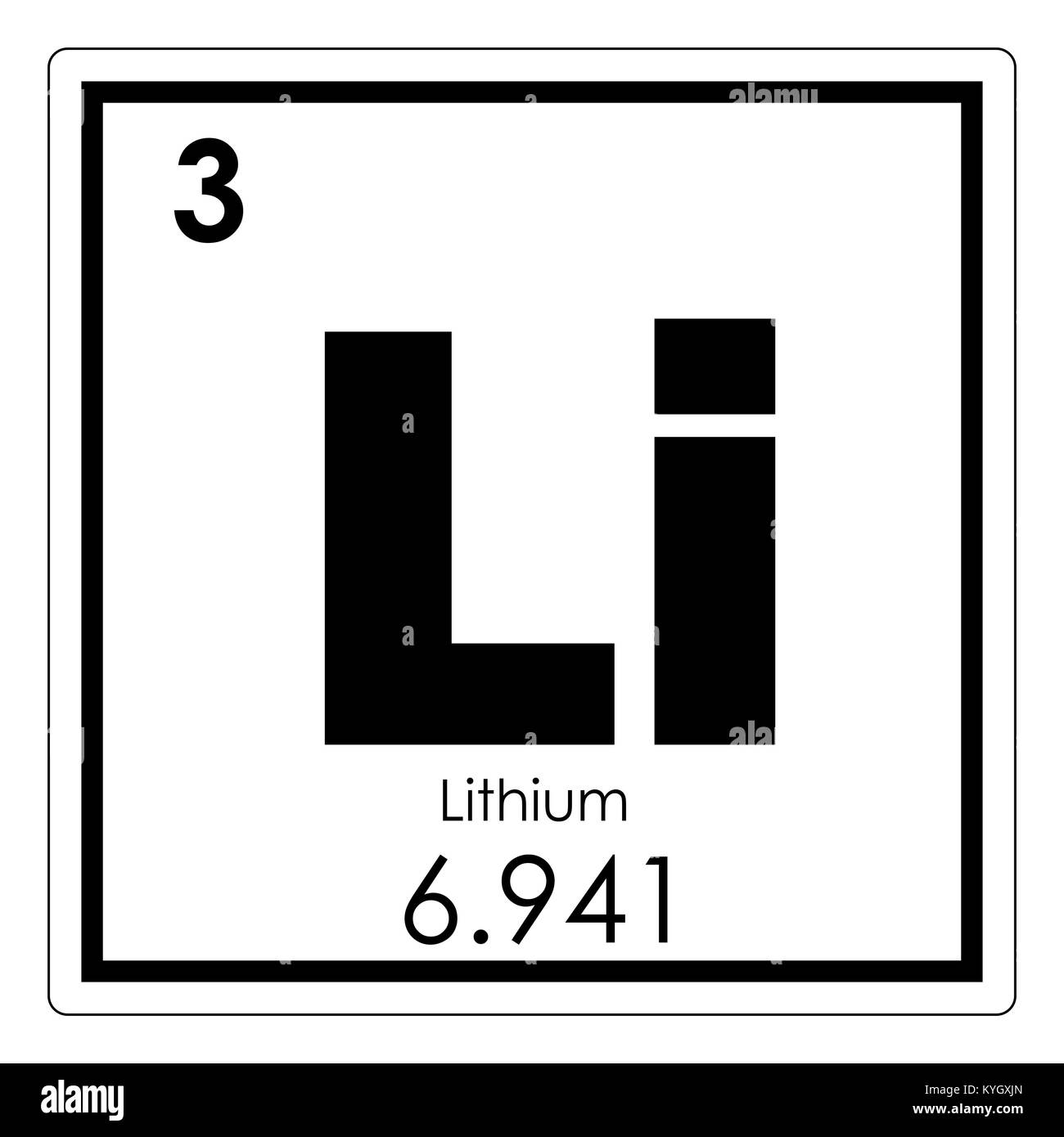 Lithium chemical element periodic table science symbol Stock Photo