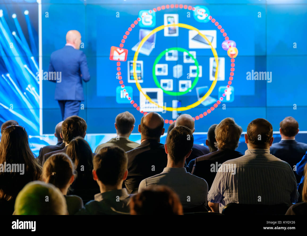 Audience listens to the lecturer Stock Photo - Alamy