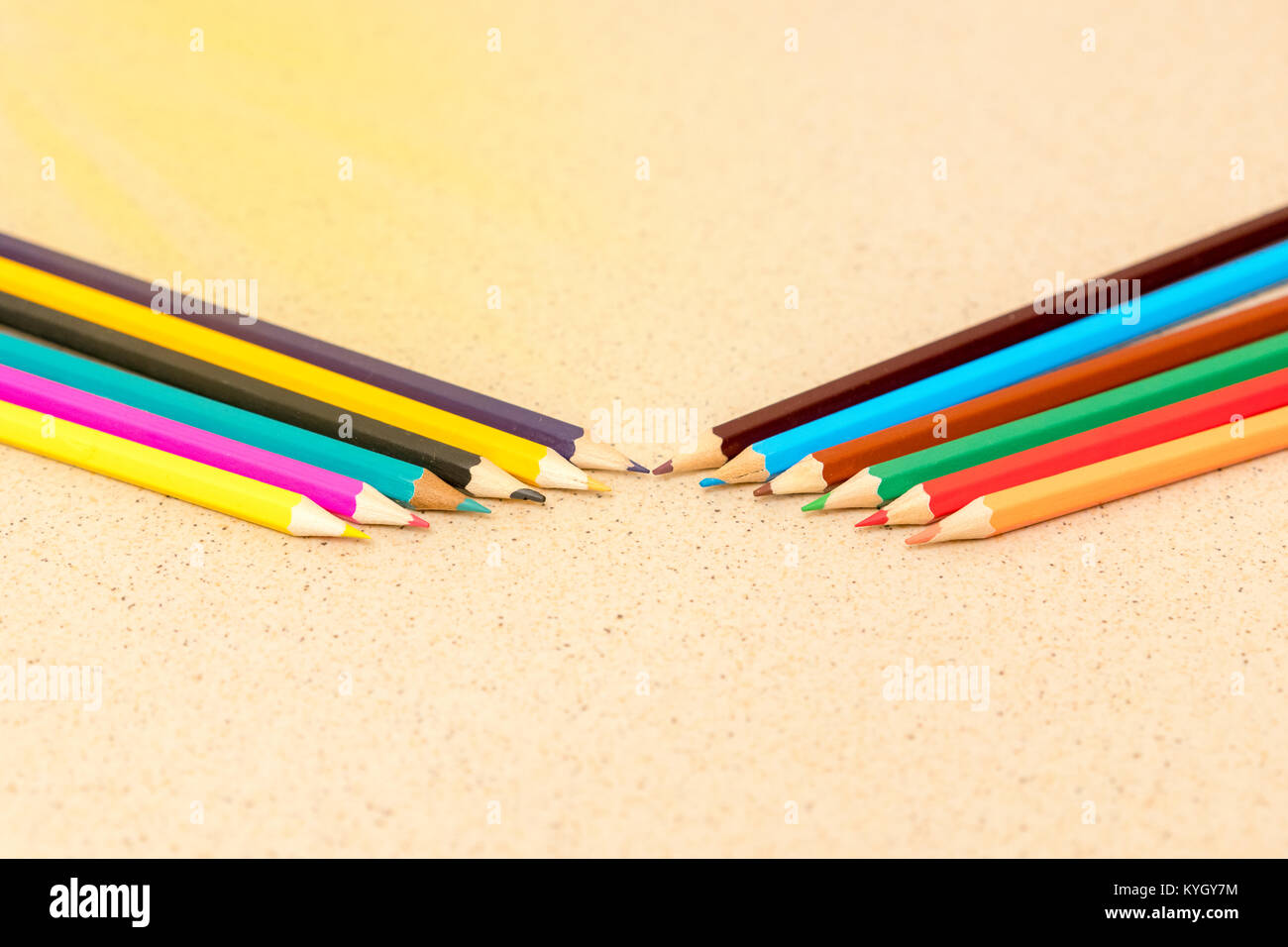 colored pencils, under the sun Stock Photo