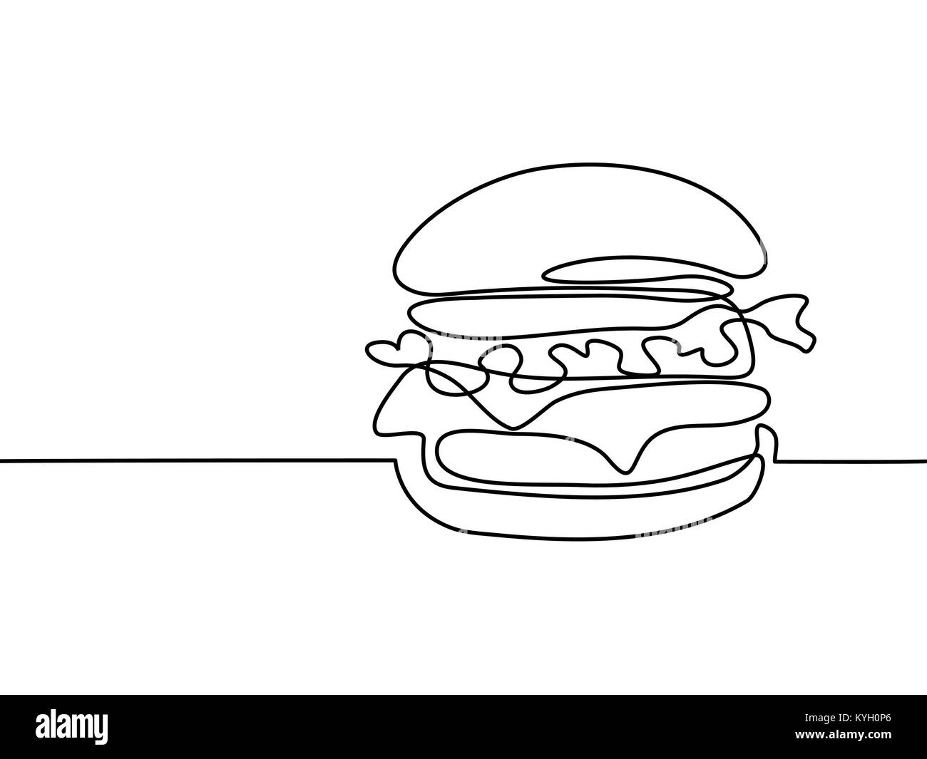 Big Hamburger with French fries Stock Vector