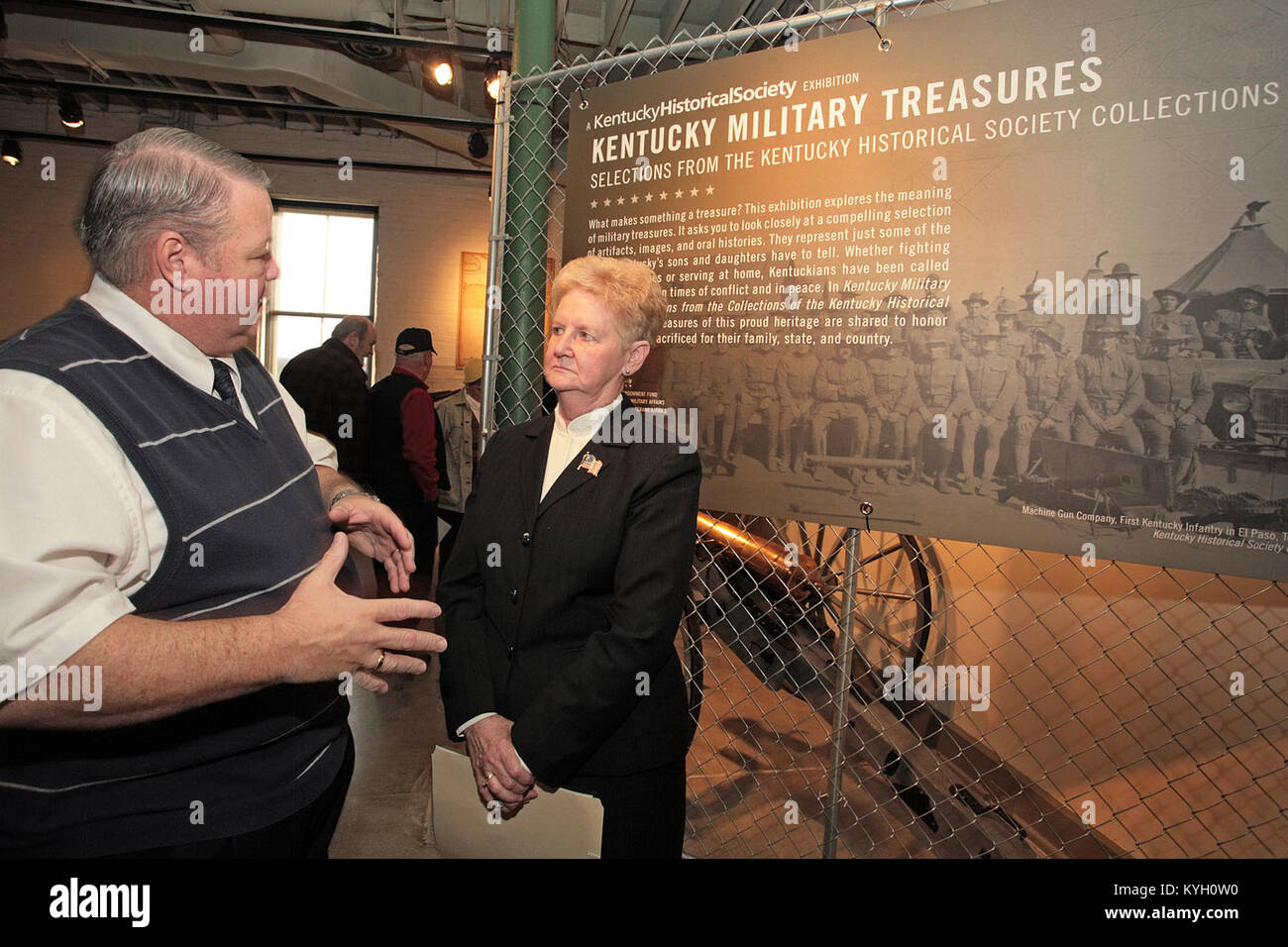 Kentucky National Guard Command Historian John Trowbridge talks with