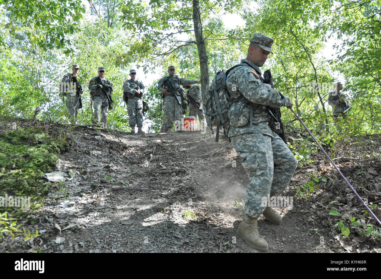 The Kentucky National Guard's 63rd Theater Aviation Brigade conducted their first ever 'Command Sergeant Major Challenge&quot; at Hidden Valley Training Site in Eastern Kentucky Sept. 14-16, 2012. (photo by Capt. Stephen Martin, Kentucky National Guard Public Affairs) Stock Photo