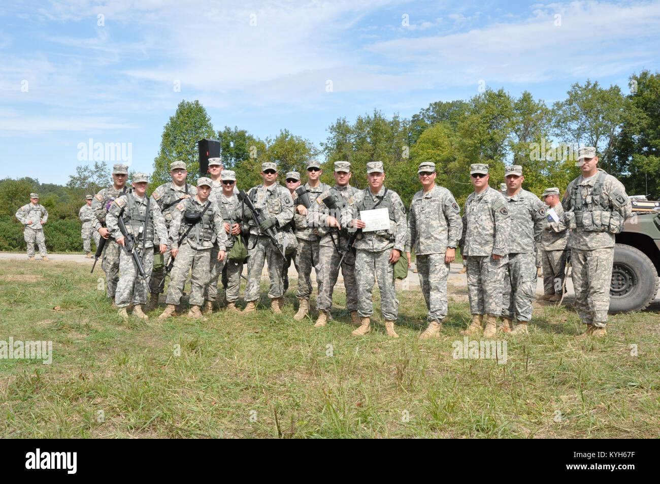 The Kentucky National Guard's 63rd Theater Aviation Brigade conducted their first ever 'Command Sergeant Major Challenge&quot; at Hidden Valley Training Site in Eastern Kentucky Sept. 14-16, 2012. (photo by Capt. Stephen Martin, Kentucky National Guard Public Affairs) Stock Photo