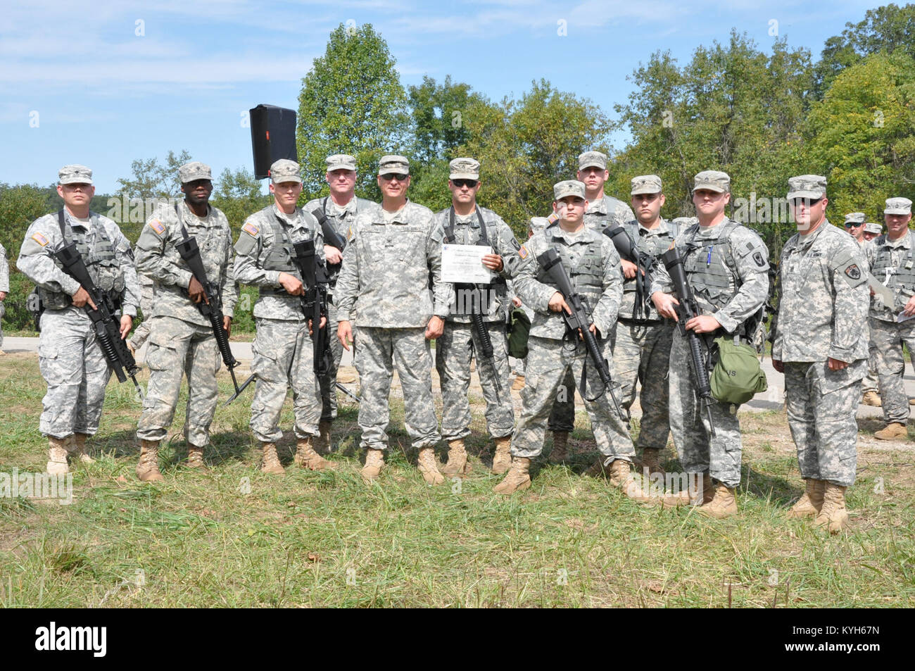 The Kentucky National Guard's 63rd Theater Aviation Brigade conducted their first ever 'Command Sergeant Major Challenge&quot; at Hidden Valley Training Site in Eastern Kentucky Sept. 14-16, 2012. (photo by Capt. Stephen Martin, Kentucky National Guard Public Affairs) Stock Photo