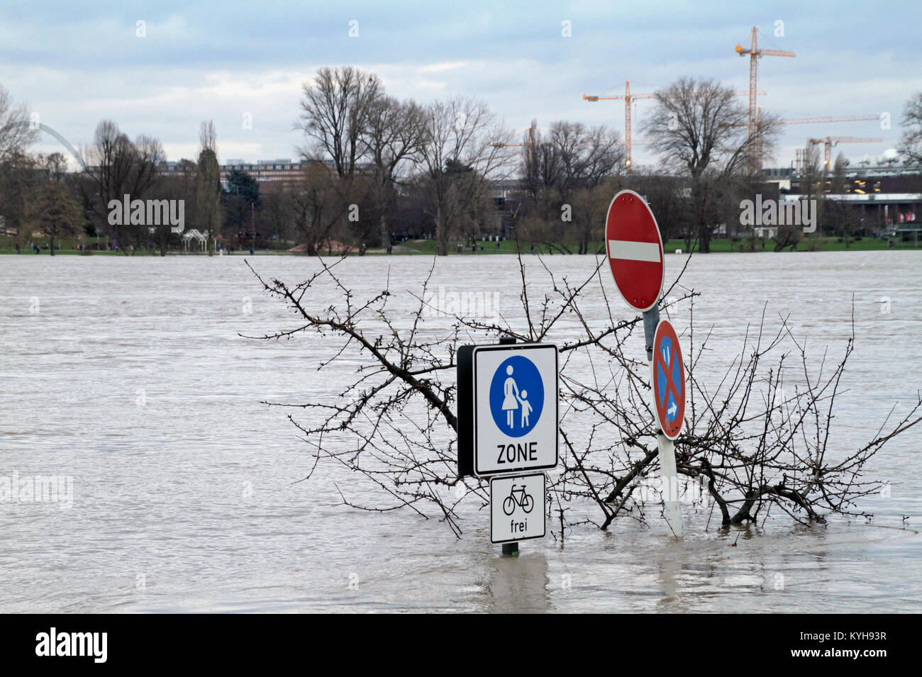 Flooded pedestrian walkway in Cologne, Germany, in 2018 Stock Photo Alamy