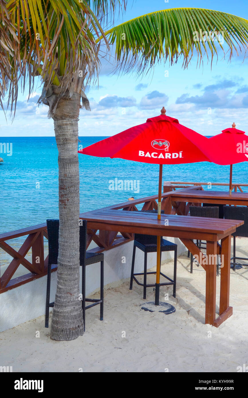 Bacardi Parasols at Beach Bar on the Beach at Great Stirrup Cay, The