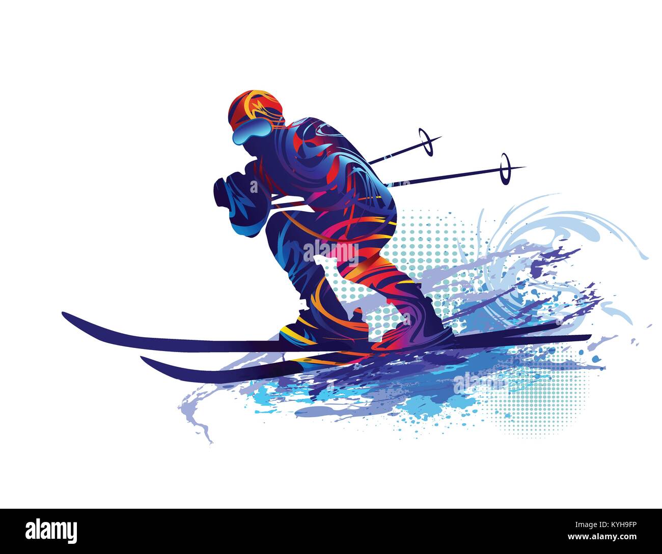 Skier. Vector illustration Stock Vector