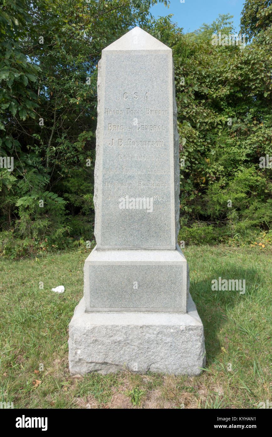 The Hood's Texas Brigade Monument, Gettysburg National Military Park, Pennsylvania, United States. Stock Photo