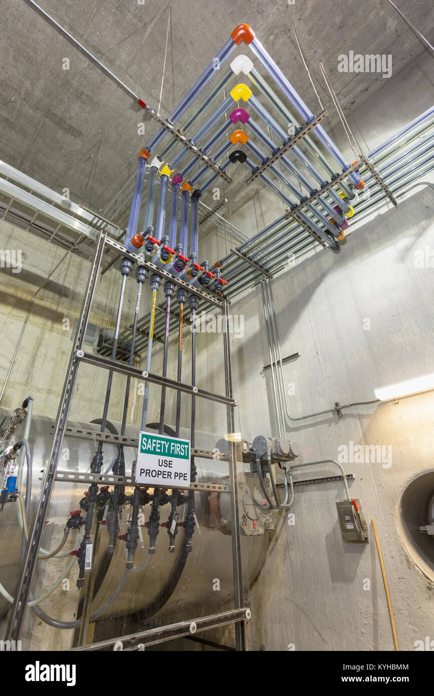 Water treatment plant chemical injection system Stock Photo
