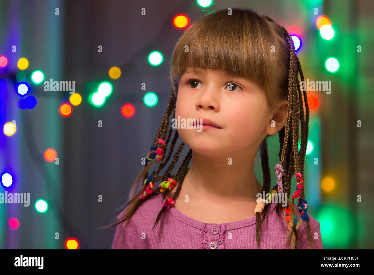 Portrait of pretty little girl with hair braids Stock Photo - Alamy